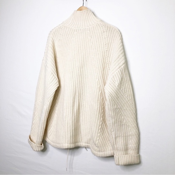 J Crew cream chunky merino wool pull over turtleneck sweater - Picture 2 of 11